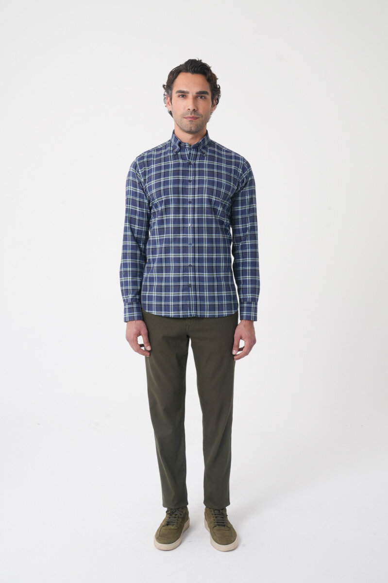 Regular Fit Pamuk Lacivert Erkek Gömlek - 3