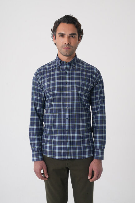 Regular Fit Pamuk Lacivert Erkek Gömlek