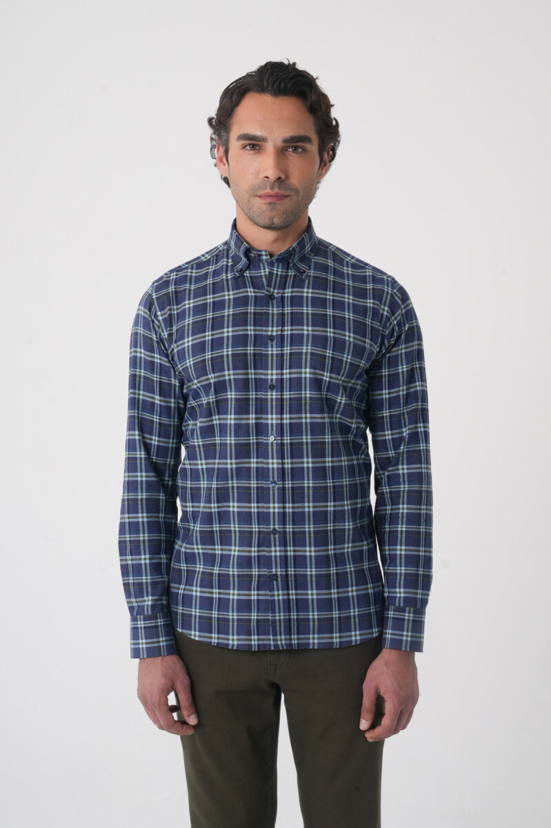 Regular Fit Pamuk Lacivert Erkek Gömlek