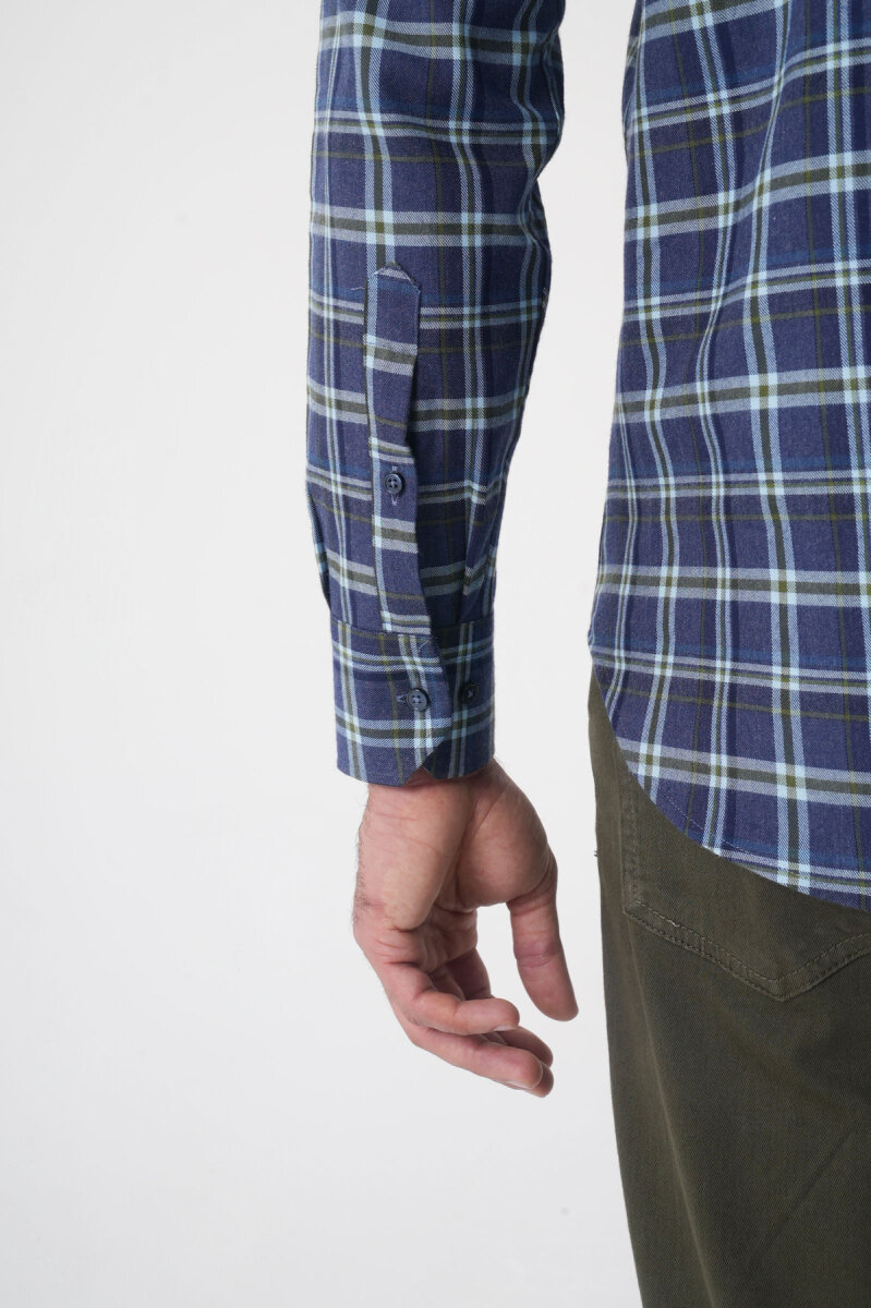 Regular Fit Pamuk Lacivert Erkek Gömlek - 6
