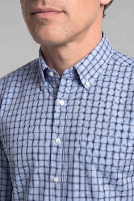 Regular Fit Pamuk Mavi Erkek Gömlek - 3