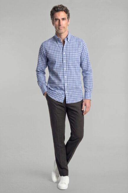 Regular Fit Pamuk Mavi Erkek Gömlek - 4