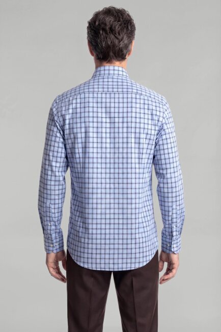 Regular Fit Pamuk Mavi Erkek Gömlek - 2