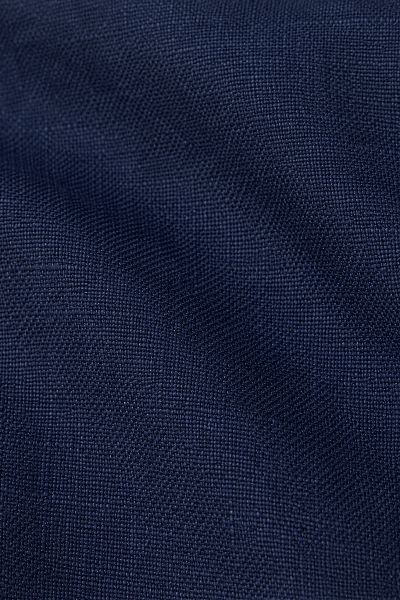 Lacivert Regular Fit Keten Gömlek - 5