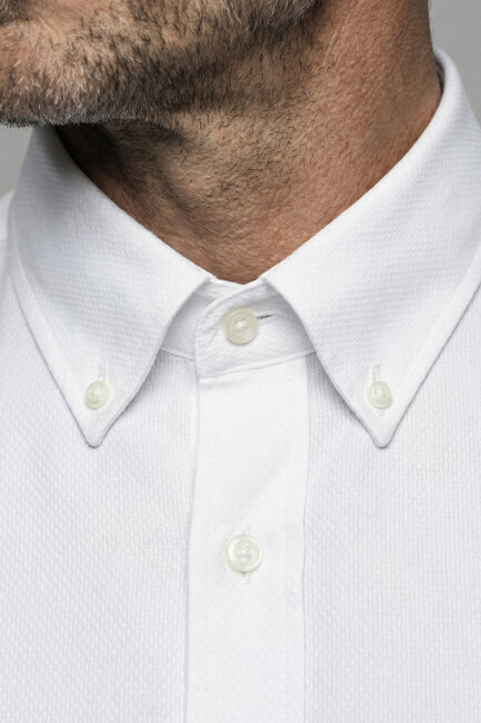 Pamuk Regular Fit Klasik Tek Cepli Beyaz Erkek Gömlek - 3