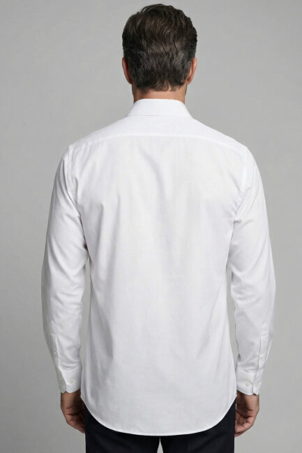 Pamuk Regular Fit Klasik Tek Cepli Beyaz Erkek Gömlek - 2