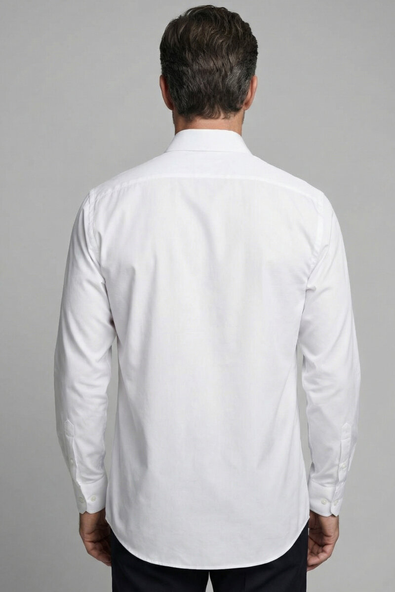 Pamuk Regular Fit Klasik Tek Cepli Beyaz Erkek Gömlek - 2