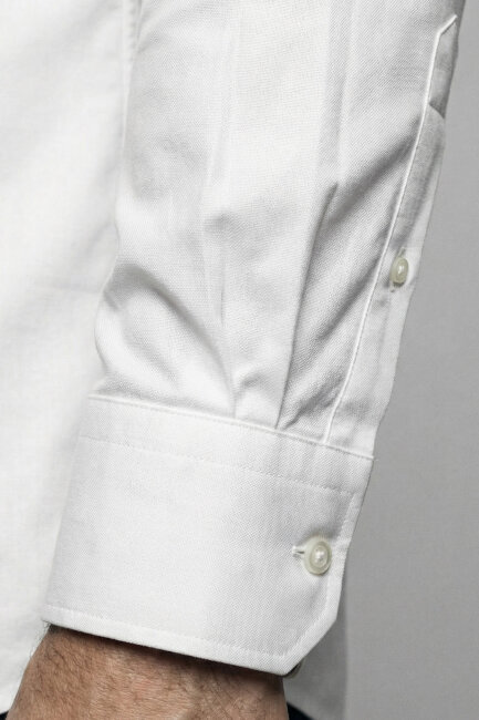 Pamuk Regular Fit Klasik Tek Cepli Beyaz Erkek Gömlek - 4