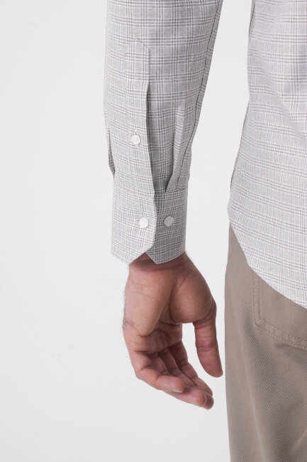 Regular Fit Paşa Yaka Pamuk Kahve Erkek Gömlek - 7