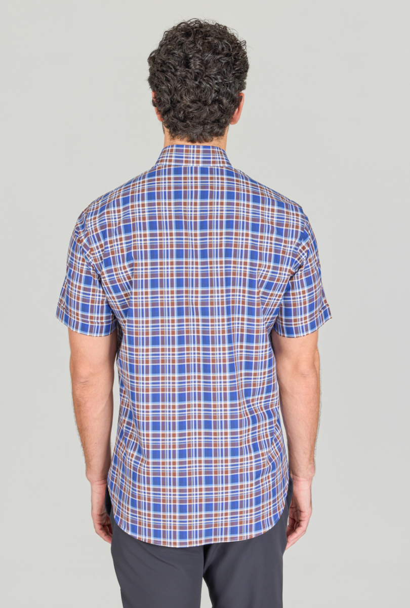 Regular Fit Paşa Yaka Kısa Kol Pamuk Kahve Erkek Gömlek - 5