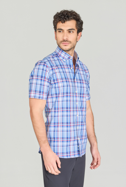 Regular Fit Paşa Yaka Mavi Erkek Gömlek (1)