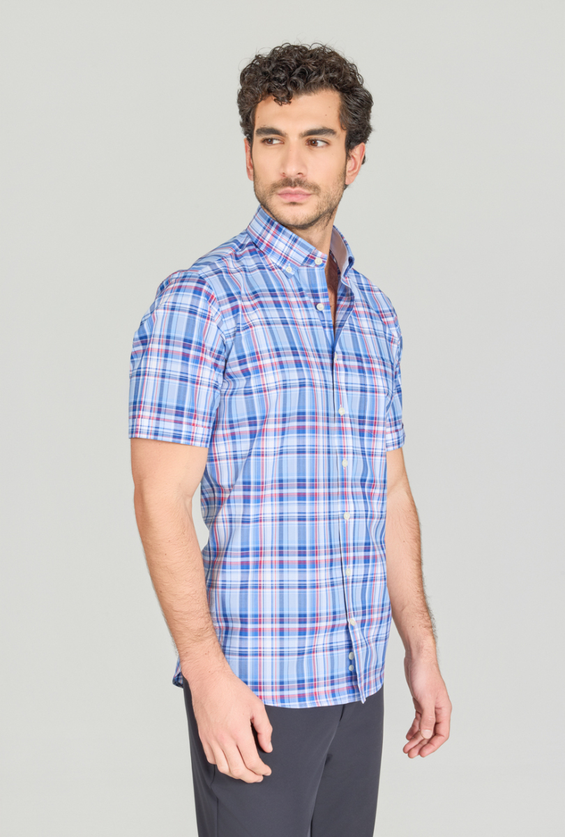 Regular Fit Paşa Yaka Mavi Erkek Gömlek (1)