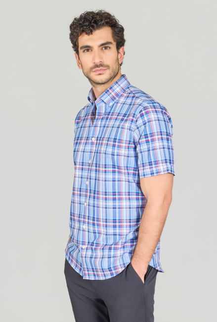 Regular Fit Paşa Yaka Mavi Erkek Gömlek - 3