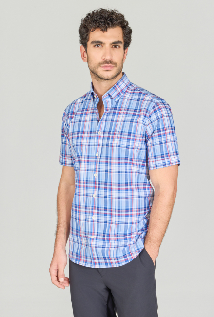 Regular Fit Paşa Yaka Mavi Erkek Gömlek - 4