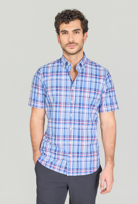 Regular Fit Paşa Yaka Mavi Erkek Gömlek