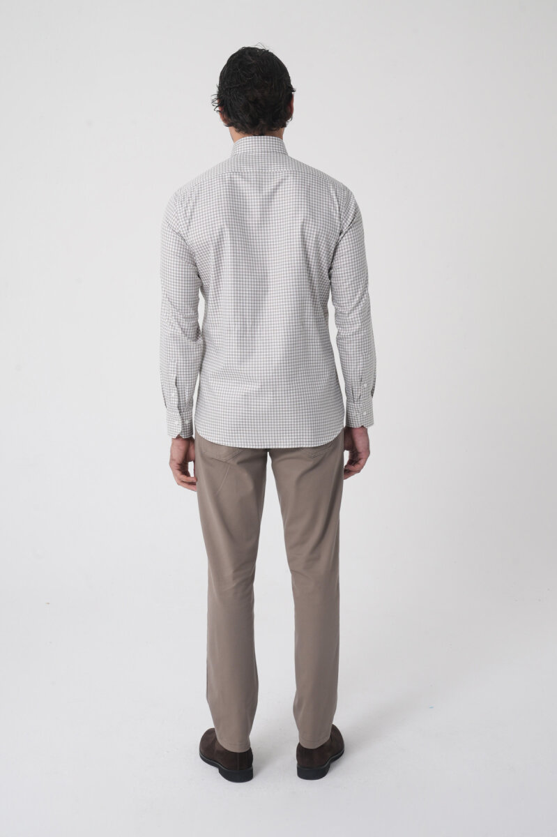 Regular Fit Paşa Yaka Pamuk Gri Erkek Gömlek - 4