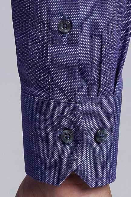 Regular Fit Paşa Yaka Pamuk Lacivert Erkek Gömlek - 4