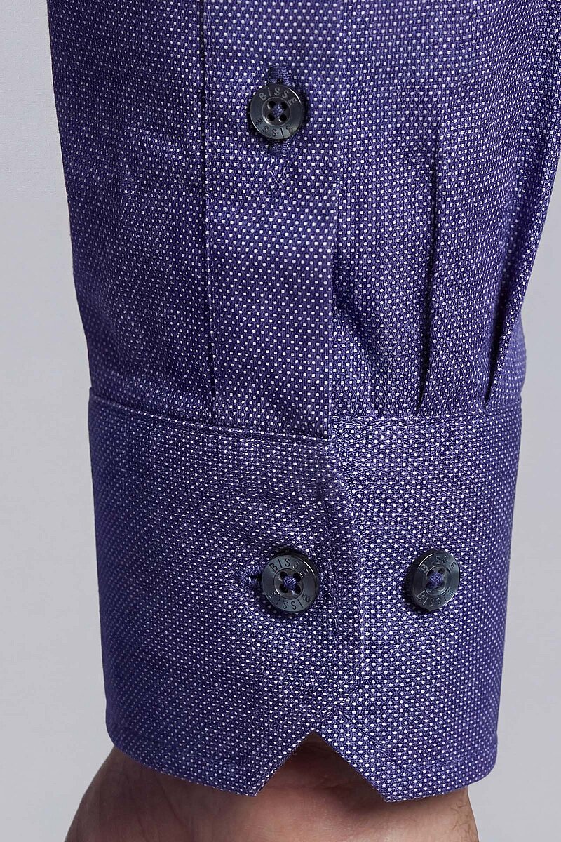 Regular Fit Paşa Yaka Pamuk Lacivert Erkek Gömlek - 4
