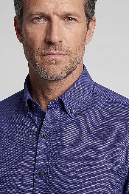Regular Fit Paşa Yaka Pamuk Lacivert Erkek Gömlek - 3