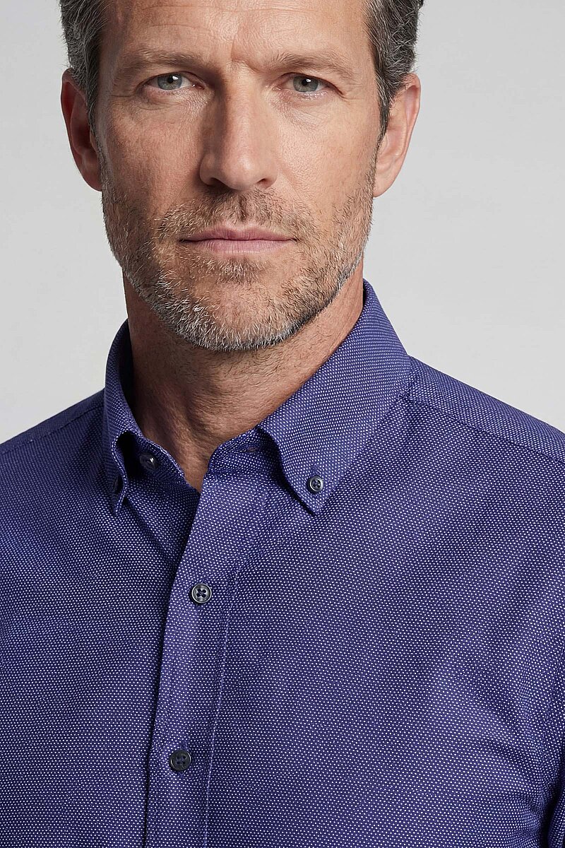 Regular Fit Paşa Yaka Pamuk Lacivert Erkek Gömlek - 3