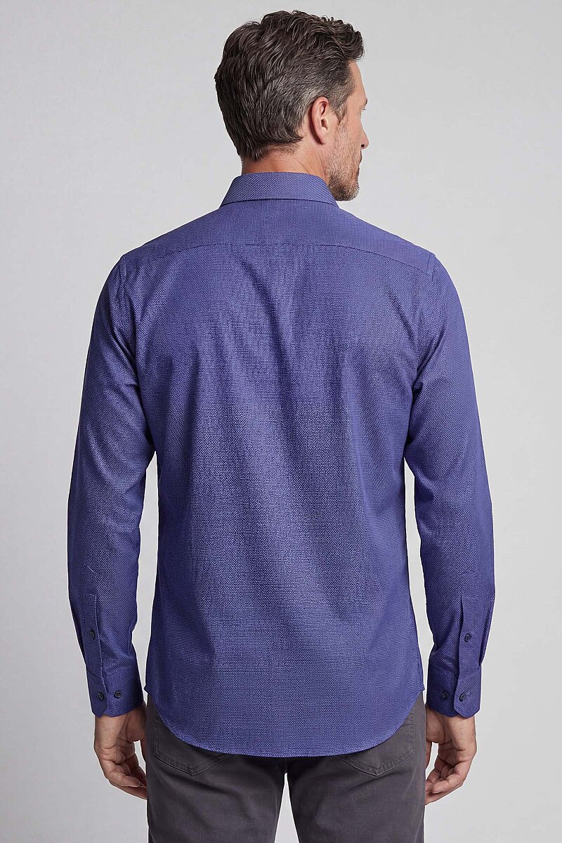 Regular Fit Paşa Yaka Pamuk Lacivert Erkek Gömlek - 2