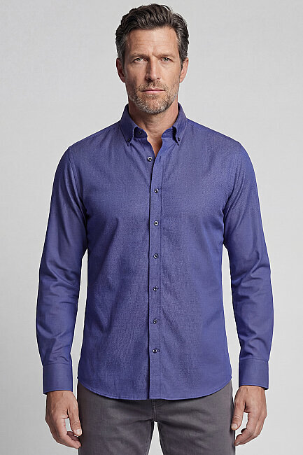 Regular Fit Paşa Yaka Pamuk Lacivert Erkek Gömlek - 1