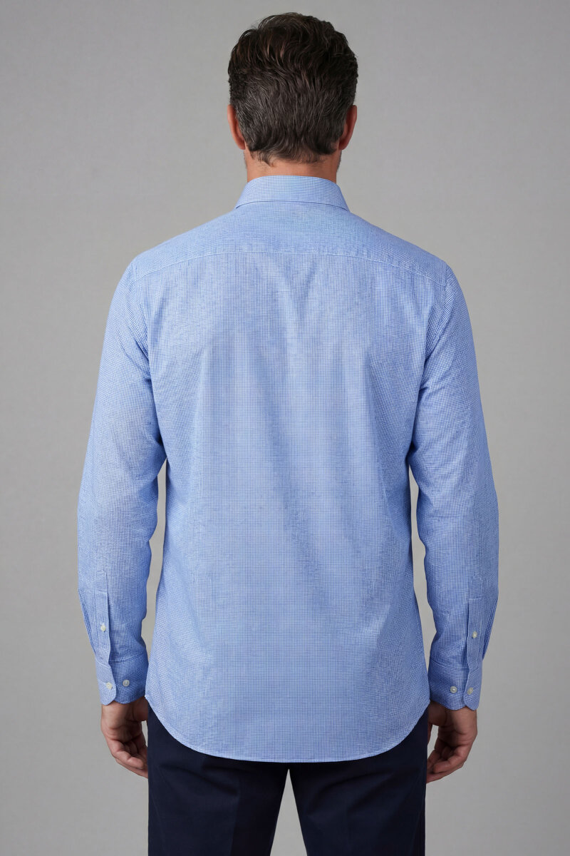Regular Fit Paşa Yaka Pamuk Mavi Erkek Gömlek - 2