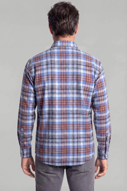 Regular Fit Paşa Yaka Pamuk Kahve Erkek Gömlek - 2