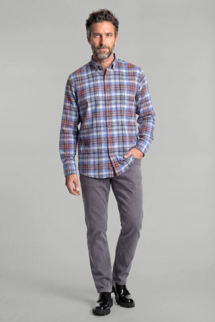 Regular Fit Paşa Yaka Pamuk Kahve Erkek Gömlek - 3