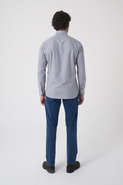 Regular Fit Paşa Yaka Pamuk Gri Erkek Gömlek - 6