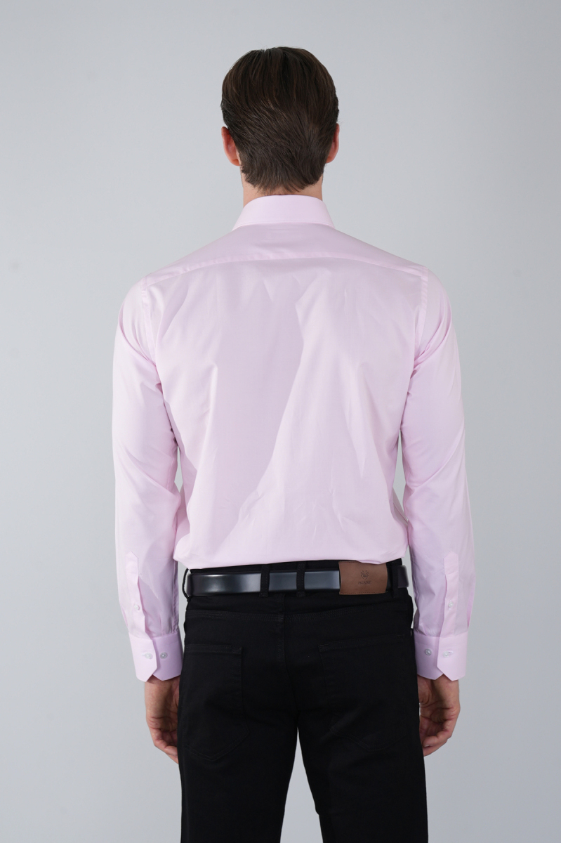 Pembe Uzun Kol Basic Cepsiz Erkek Gömlek   - 2