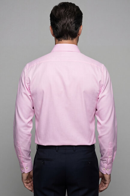 Pembe Uzun Kol Klasik Z Yaka Cepsiz Erkek Gömlek   - 2