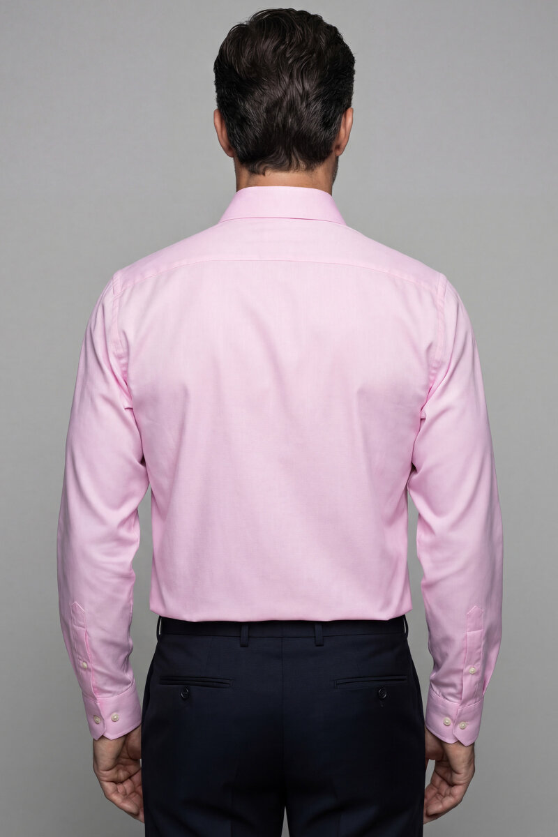 Pembe Uzun Kol Klasik Z Yaka Cepsiz Erkek Gömlek   - 2