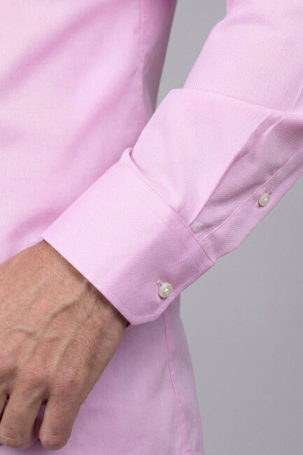 Pembe Uzun Kol Klasik Z Yaka Cepsiz Erkek Gömlek   - 6