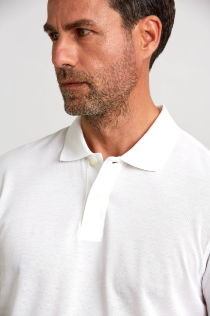 Pike Düğmeli Polo Yaka Beyaz Erkek T-Shirt - 5