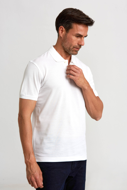 Pike Düğmeli Polo Yaka Beyaz Erkek T-Shirt - 4