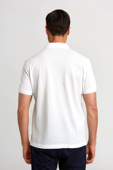 Pike Düğmeli Polo Yaka Beyaz Erkek T-Shirt (1)