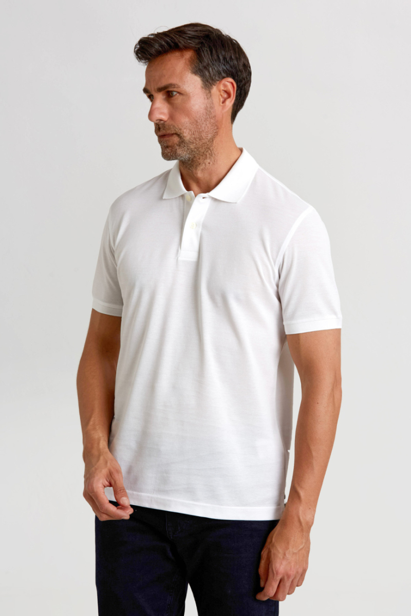 Pike Düğmeli Polo Yaka Beyaz Erkek T-Shirt - 3