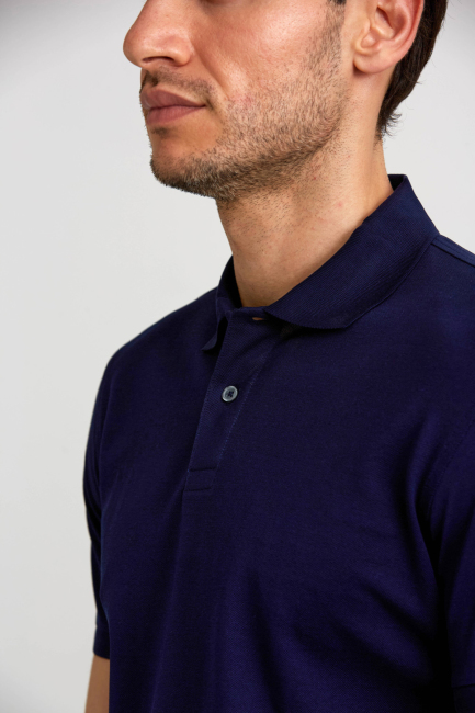 Pike Düğmeli Polo Yaka Lacivert Pamuk Erkek T-Shirt (1)