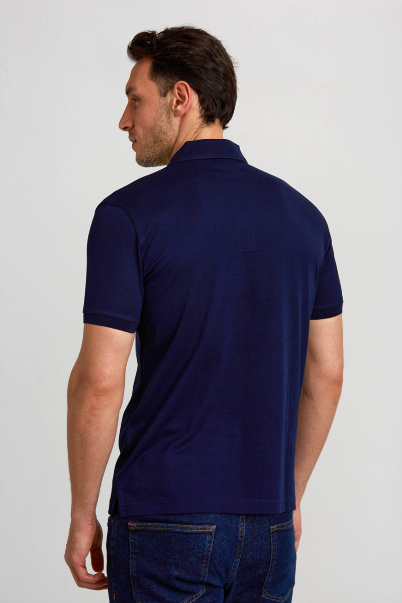 Pike Düğmeli Polo Yaka Lacivert Pamuk Erkek T-Shirt - 4