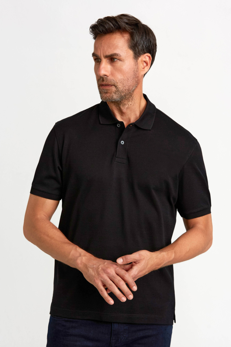 Pike Düğmeli Polo Yaka Siyah Erkek T-Shirt - 4