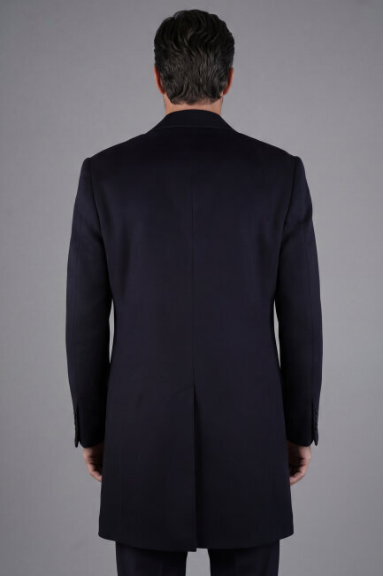 Düğme Detaylı Mono Yaka Lacivert Erkek Kaban (1)