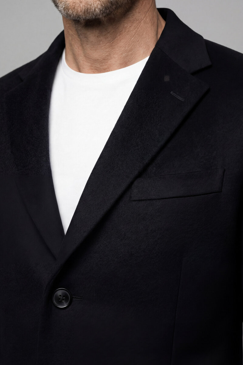 Düğme Detaylı Mono Yaka Lacivert Erkek Kaban - 4