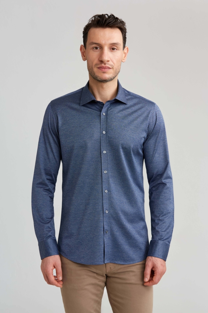 Platinium İtalyan Kumaş Regular Fit Lacivert Erkek Gömlek - 1