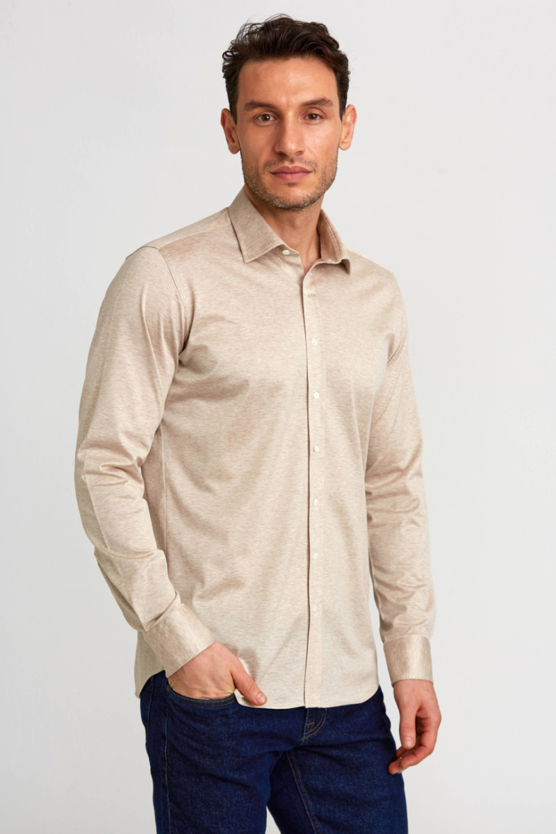 Platinium Regular Fit Bej Erkek Gömlek - 3