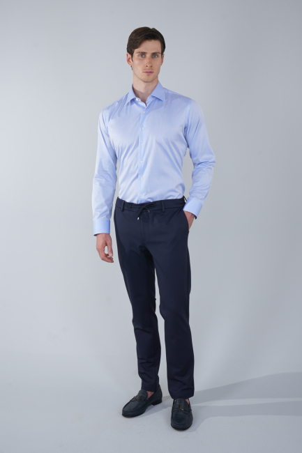 Platinium Regular Fit İtalyan Kumaş Mavi Erkek Gömlek - 5