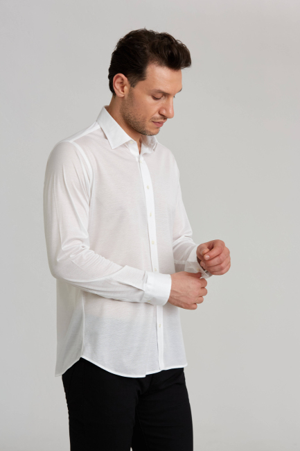 Platinium Regular Fit Lacivert Beyaz Gömlek - 1