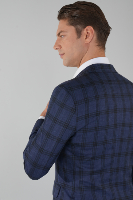 Platinum Comfort Fit Mono Yaka 6 Drop Çift Yırtmaçlı Lacivert Erkek Ceket (1)