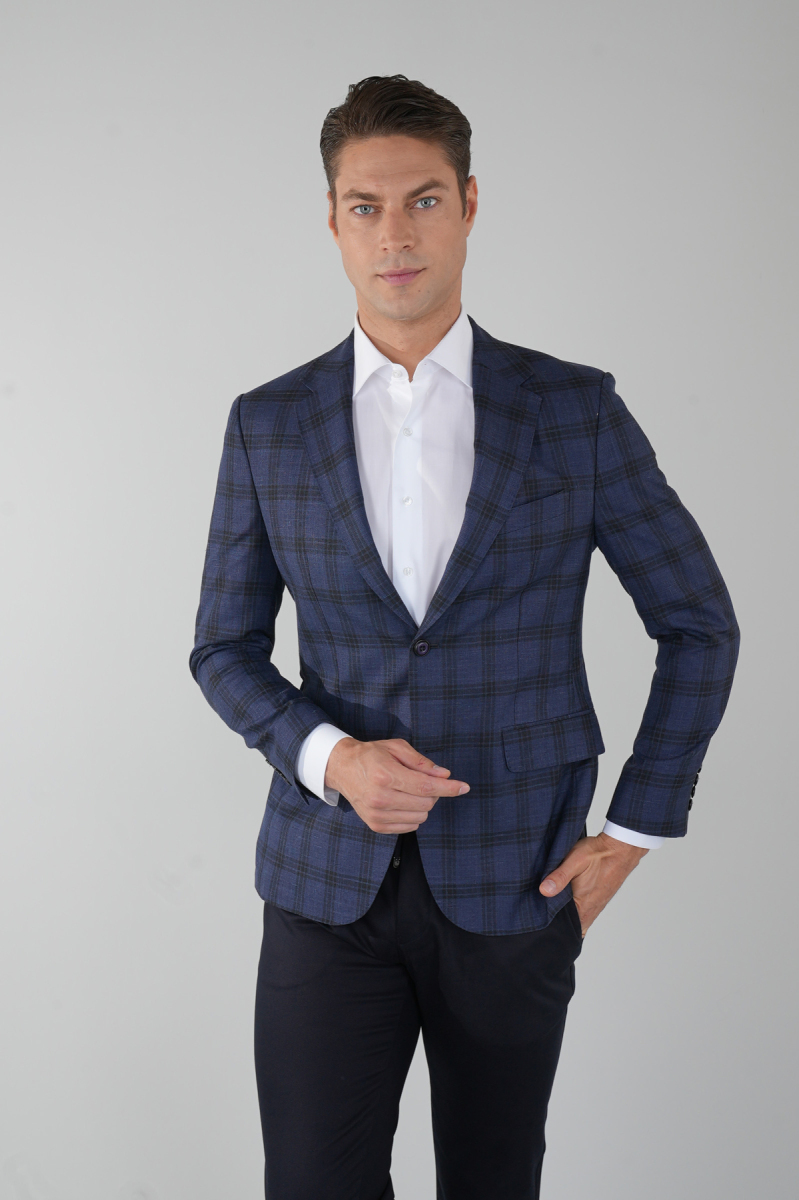 Platinum Comfort Fit Mono Yaka 6 Drop Çift Yırtmaçlı Lacivert Erkek Ceket