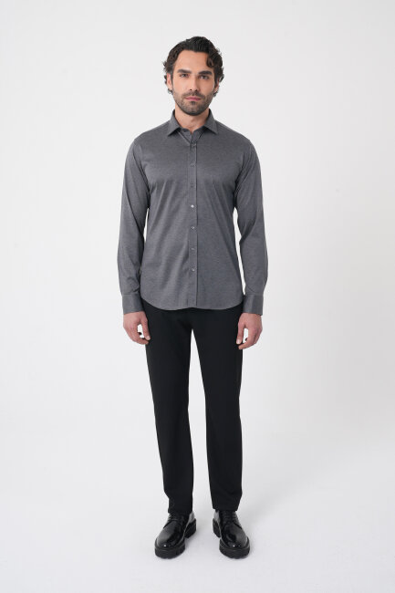 Platinum Regular Fit Antrasit Pamuk Erkek Gömlek - 3